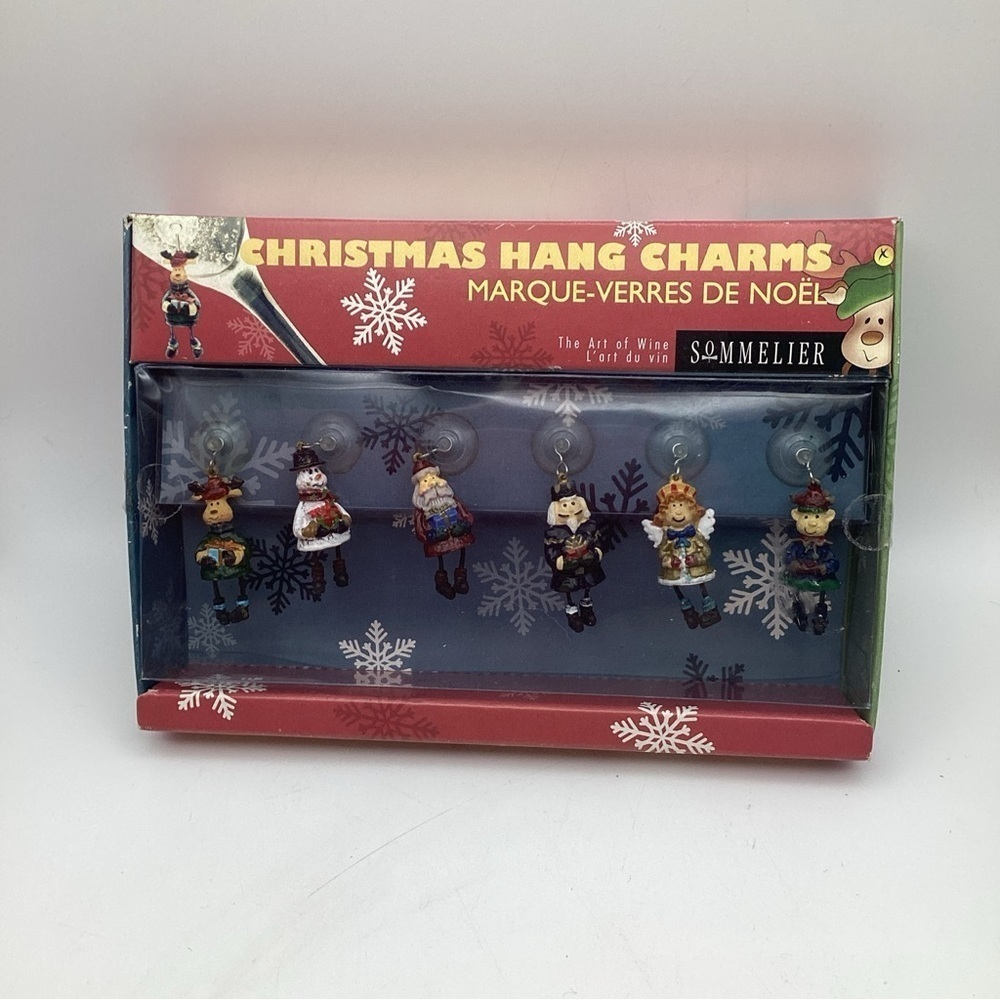 Vintage Christmas Hang Charms for Wine Glasses NIB